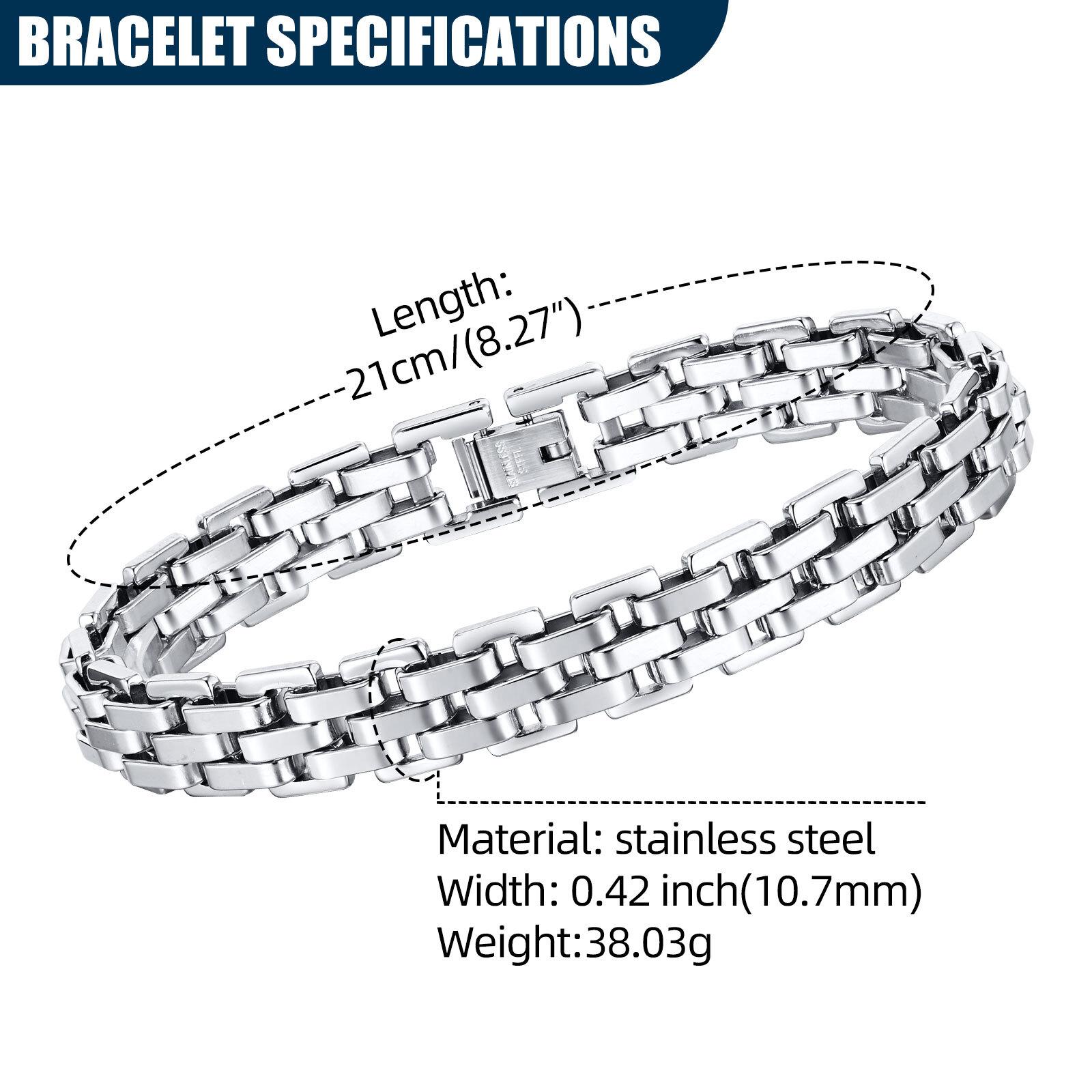 

Stylish Strap Chain Boys Men Bracelets Stainless Steel Links Wristband, Father s Day Dad for birthday christmas Gift Jewelry 19cm