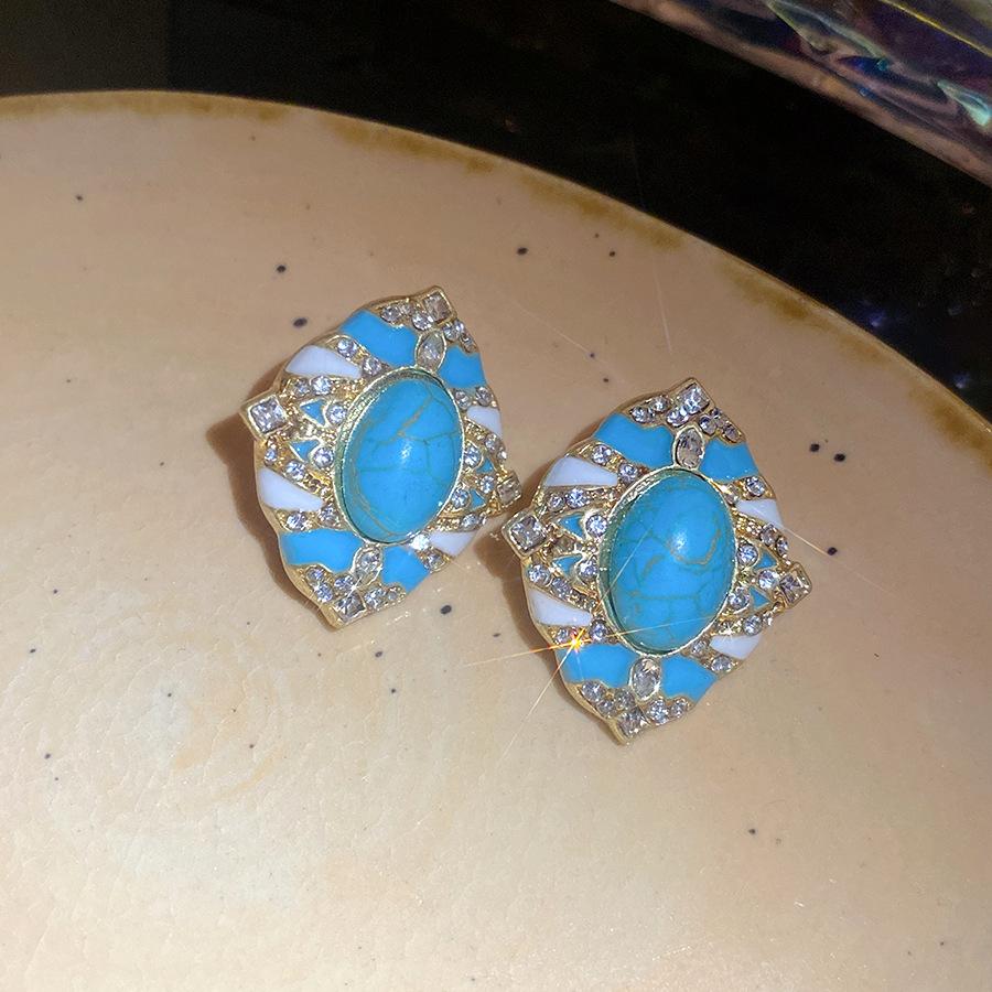 Серебряная Игла Алмазная Капля Овальные Серьги Ретро Придворный Стиль Изысканные Модные Серьги Легкая Роскошь Премиум Серьги Женские