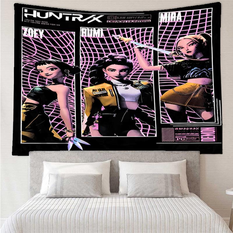 Kpop Hunter12 Tapestry for Bedroom Aesthetic Classroom Tapestries Wall Hanging for Living Room Dorm Office,Ideal Creative Gift
