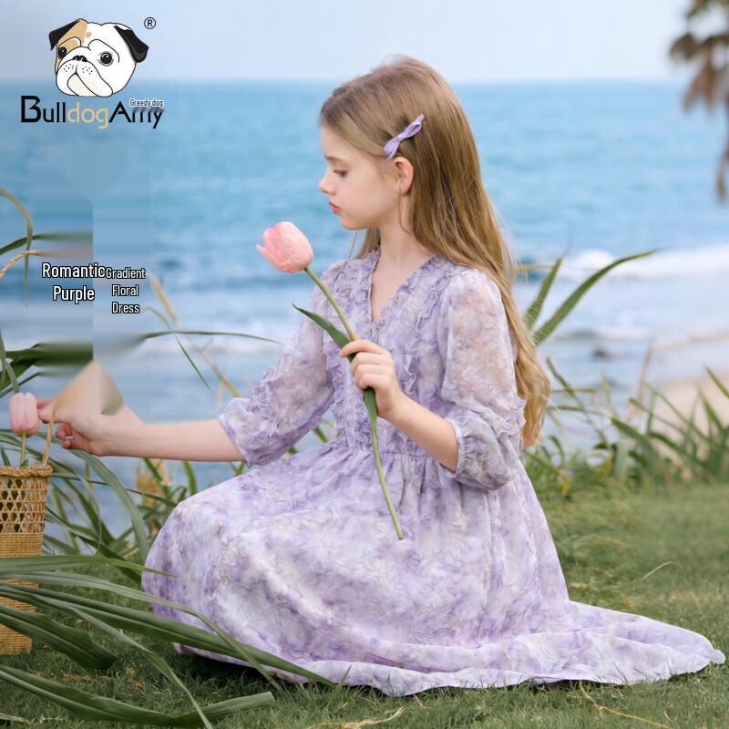 CHANZUIGOU Girls Bellflower Purple Chiffon Dress 160 cm