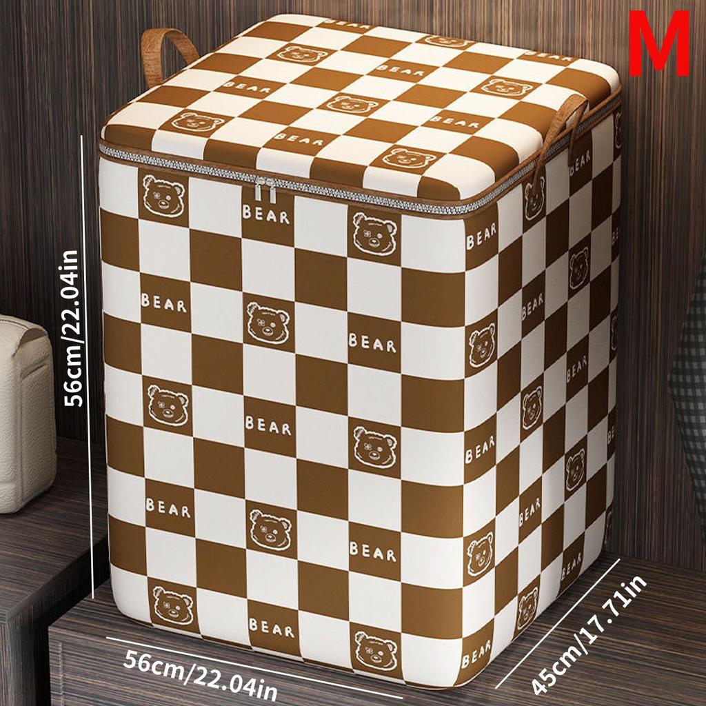 Houndstooth Non-woven Storage Box Bear Pattern Large Capacity Clothing Quilt Storage Bag Student Dormitory Moving Packaging Bag
