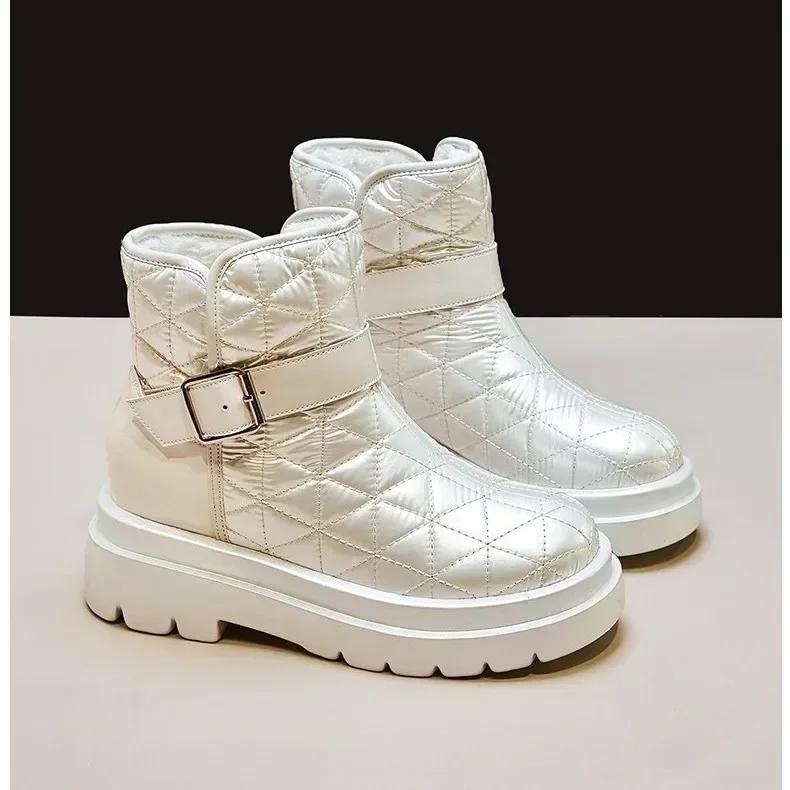 

Fashion Women s Snow Boots 2025 Winter New Boots Plus Fleece Thickened Short Boots Inside Heightening Non-slip Cotton Shoes 40