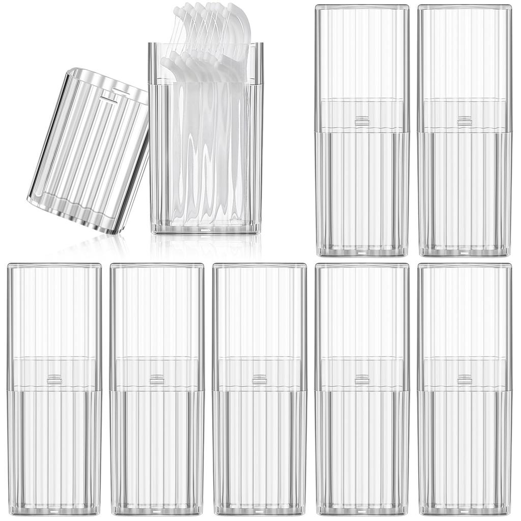 8 Pack Project Storage Box Portable Creative Storage Box Dental Toothpick Holder Floss Qtip Travel Case Transparent Flosser Disp