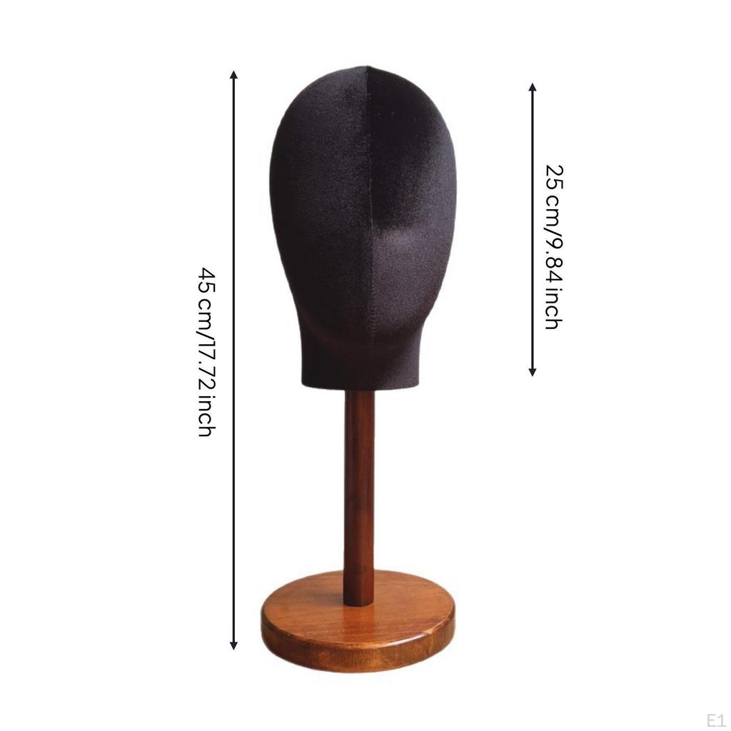 Tête de Mannequin avec Base en Bois Recouverte de Velours Présentoir à Chapeaux Style Vintage pour