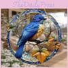 Simulated Blue Bird Branch Pattern Circular Acrylic Pendant Garden Decoration