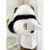 Black and White Plush Panda Hugging Pillow – Cute Bedside/ Sofa Cushion with Floral Design for Living Room or Bay Window