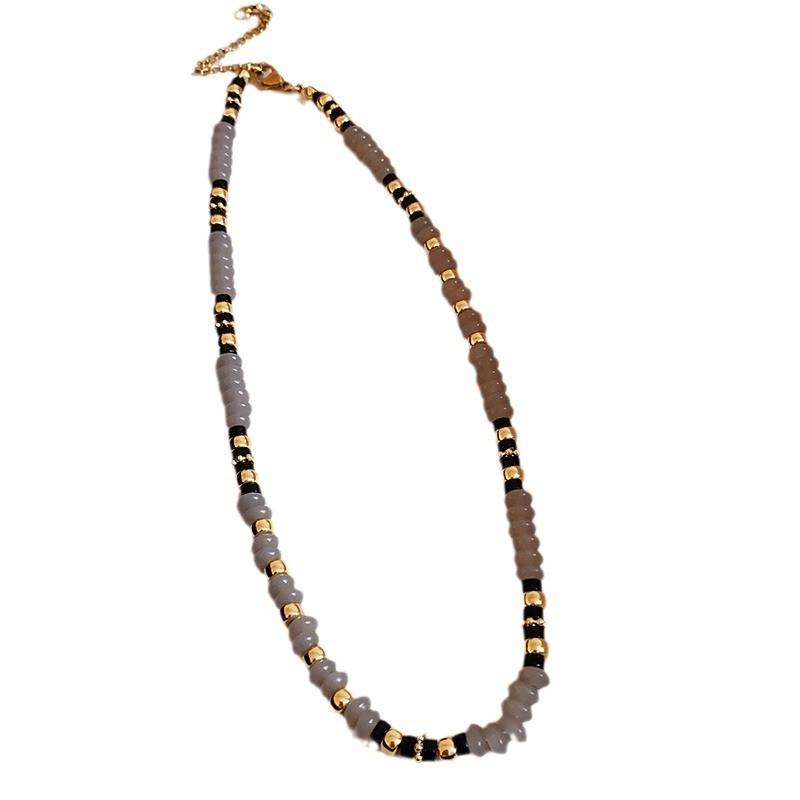 Collana con Perle di Agata Geometrica con Finitura Galvanica per Donne Eleganti