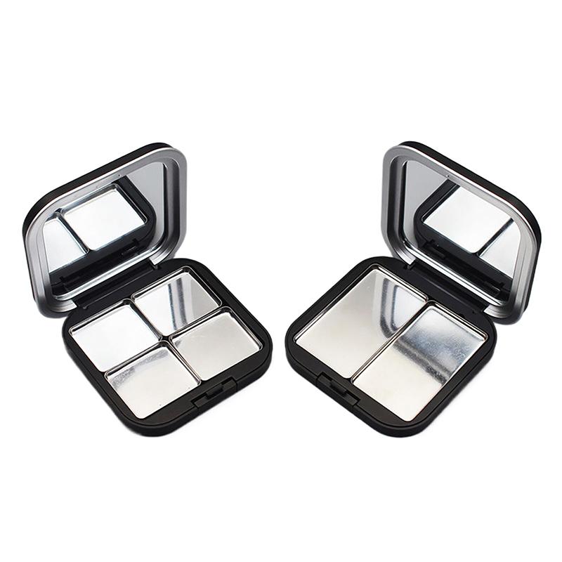 Empty Square Makeup Palette Magnetic Suction With Mirror Eyeshadow Blush Matte Black Box With Pan Cosmetic Blush Container
