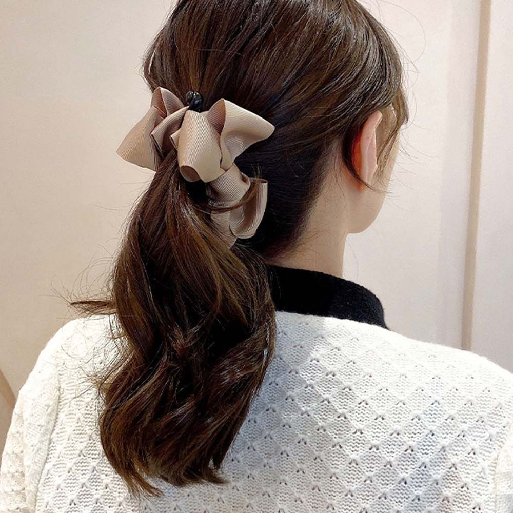 Fabric Bow Solid Color Temperament Korean Style Vertical Clip Banana Clip Women Hair Clip Headwear