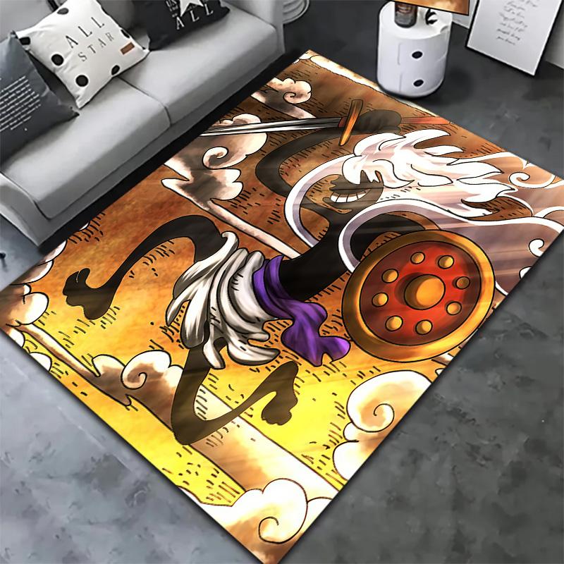 Alfombra de Monkey D Luffy para Sala de Estar, Dormitorio, Decoración de Sofá del Hogar, Alfombrilla Antideslizante para Jugar Niños
