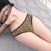Women Leopard Bownot Transparent Briefs Underwear Lace Thongs Leopard Panties
