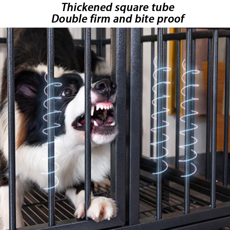 Iron Large Dog Cage Outside Cheap Thickened Square Tube Dogs Cage Kennel Outdoors Border Collie House with Wheels Pet Supplies