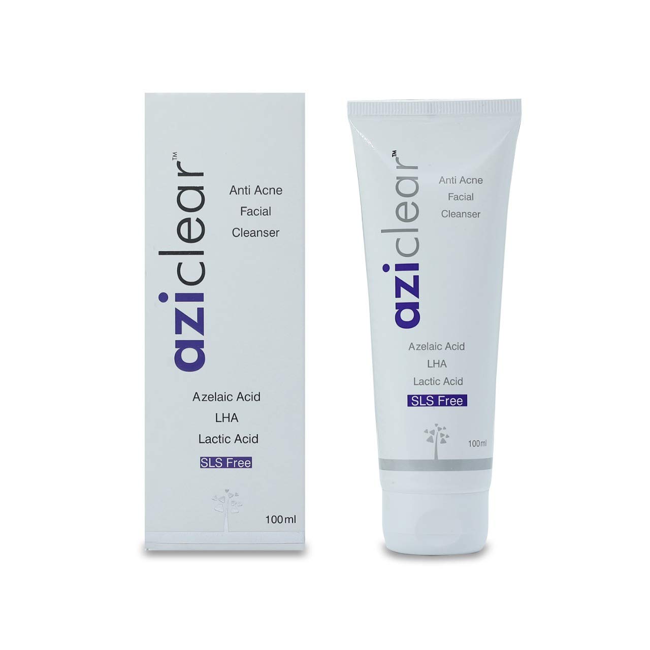 aziclear Anti-Acne Facial Cleanser with Azelaic Acid, Salicylic acid and Lactic acid for Oily and Acne-prone skin, 100 ml