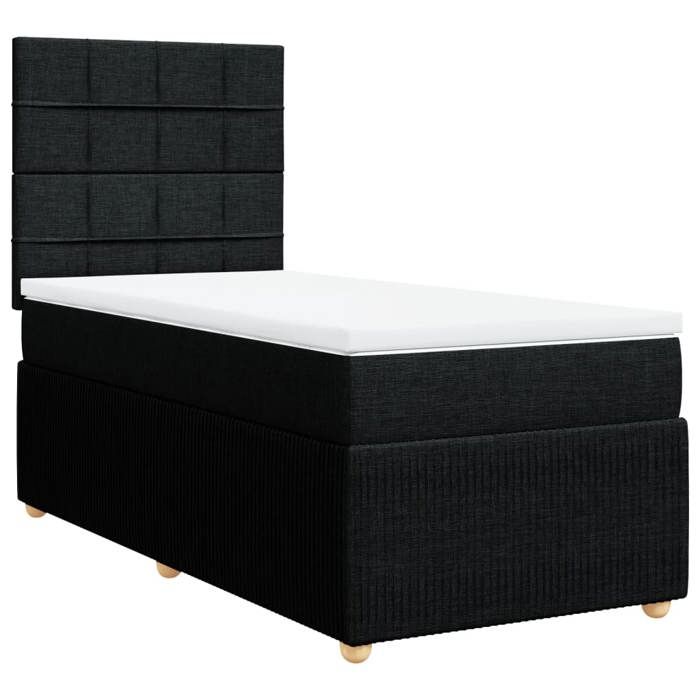 VidaXL Sommier à lattes de lit avec matelas Noir 100x200 cm Tissu 3294269
