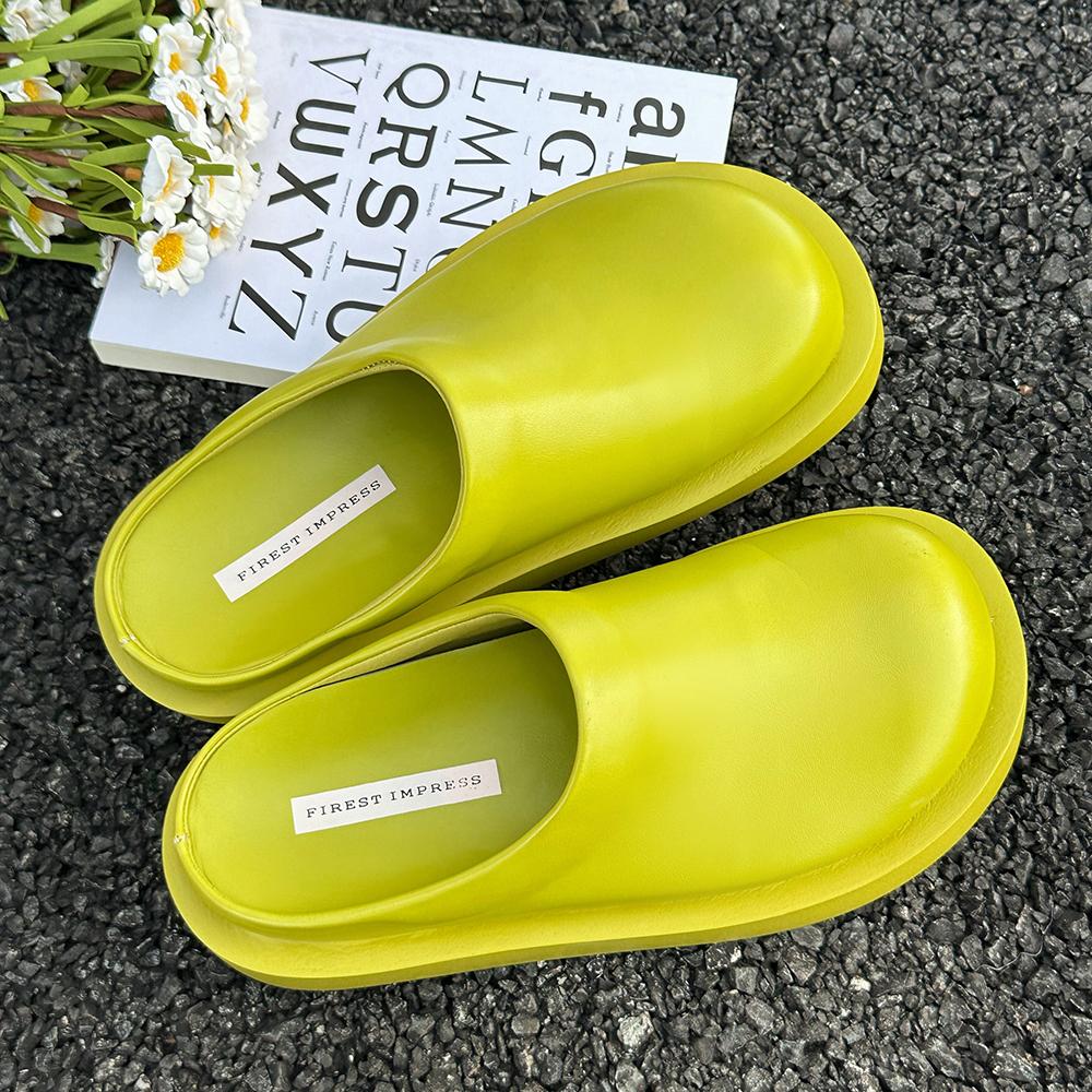 Fashion 2025 Women Slippers Summer Fashion Closed Toe Leather Shoes Loafers High Platform Slippers Women Black High Heels Zapatillas