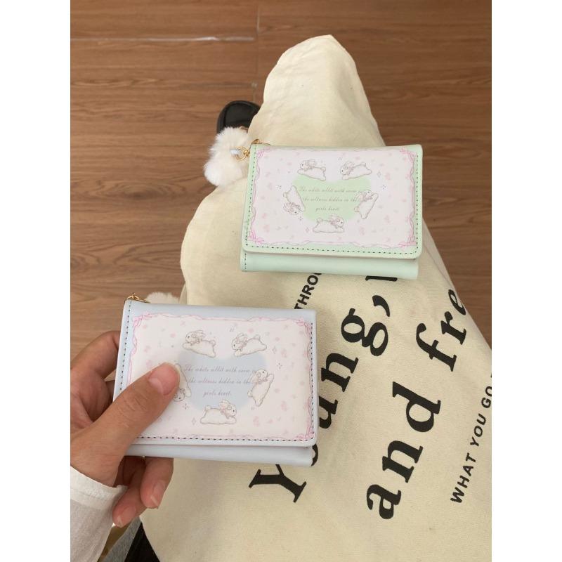 New Mini Mini Wallet for Women  Short and Cute Heart-shaped Little Fluffy Ball Wallet Korean Version Student Personality Zero Bag