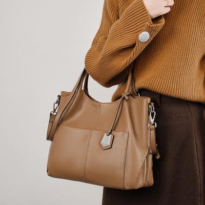 Cowhide Large Bag Single Shoulder Portable Women's Bag New Large Capacity Tote Bag Leather Messenger Bag