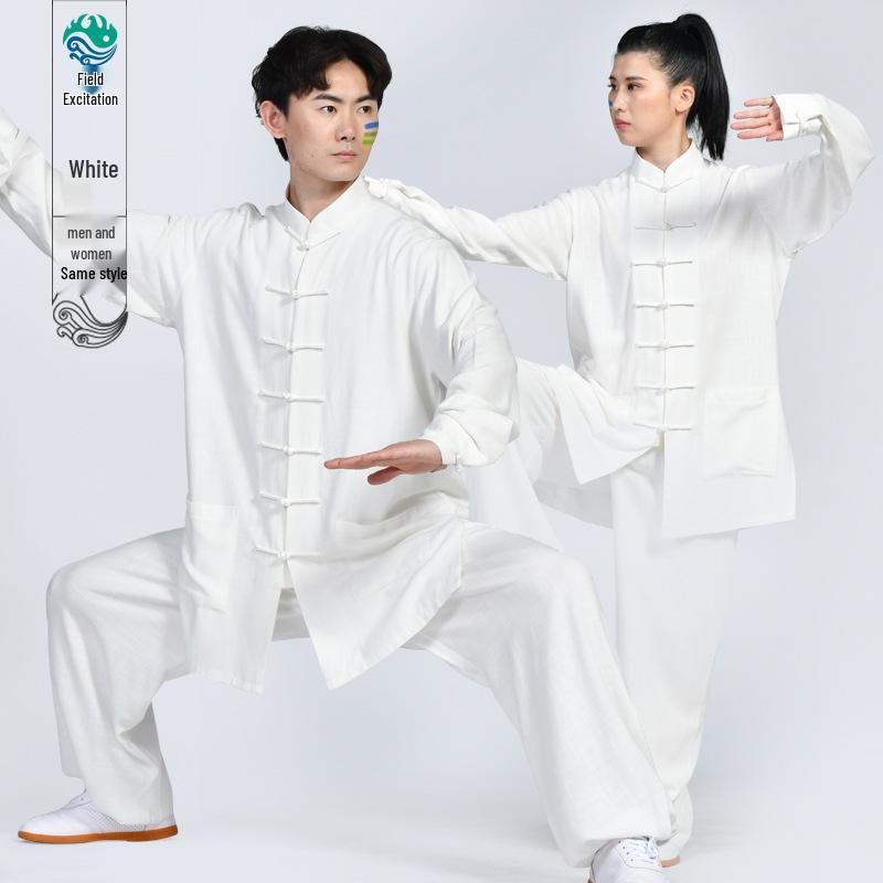 Unisex Cotton Linen Tai Chi Performance Suit - New Chinese Style Long Sleeve Wushu Practice Outfit