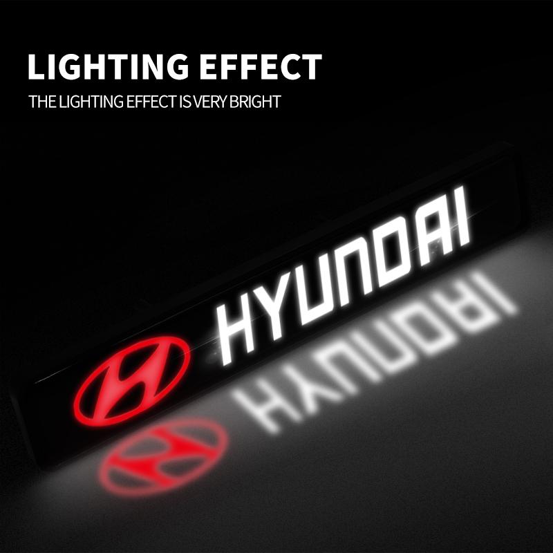 1Pcs Car Front Hood Grille Emblem Badge Decorative LED Light For Hyundai Tucson I10 I20 I30 Santa Fe Sonata Azera Accent KK10