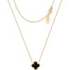 GRBEID Double Sided 18k Gold Plated Clover Necklace for Women, Dupe Four Leaf Flower Lucky Pendan...