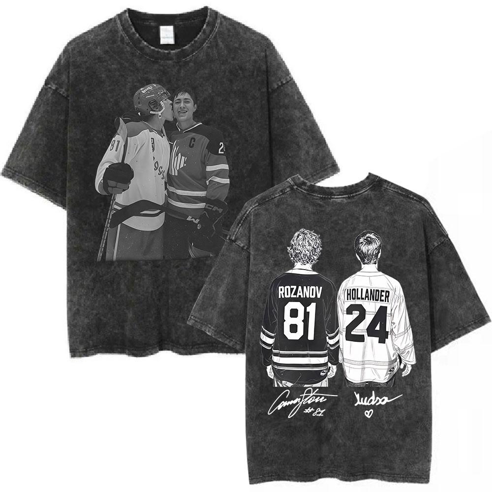 Vintage Washed Heated Rivalry Shane Hollander Ilya Rozanov Tshirt Men Clothing Fashion Casual Short Sleeves T Shirt Streetwear