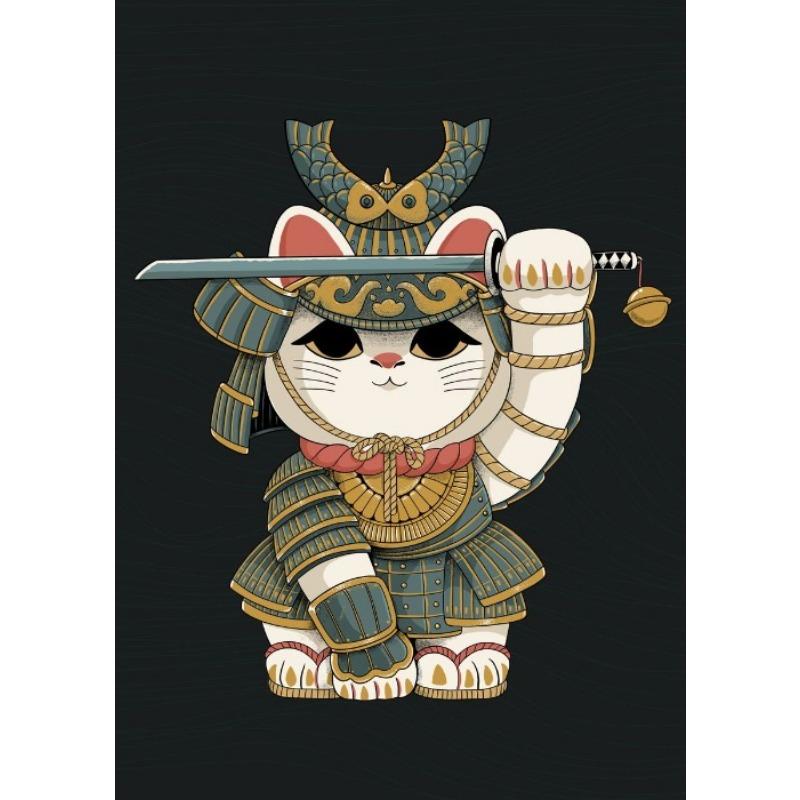 Lucky Cats Cartoon Poster Canvas Prints Lucky Sushi Bar Wall Art Decor Cute Cartoon Cat Prints Decor for Shop Maneki Neko Decor