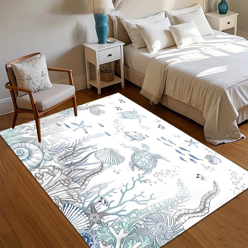 

Hot Sale Coastal Underwater World Area Rug Non Slip Soft Floor Carpet for Living Room Bedroom Nursery Entryway Decor 40X60cm