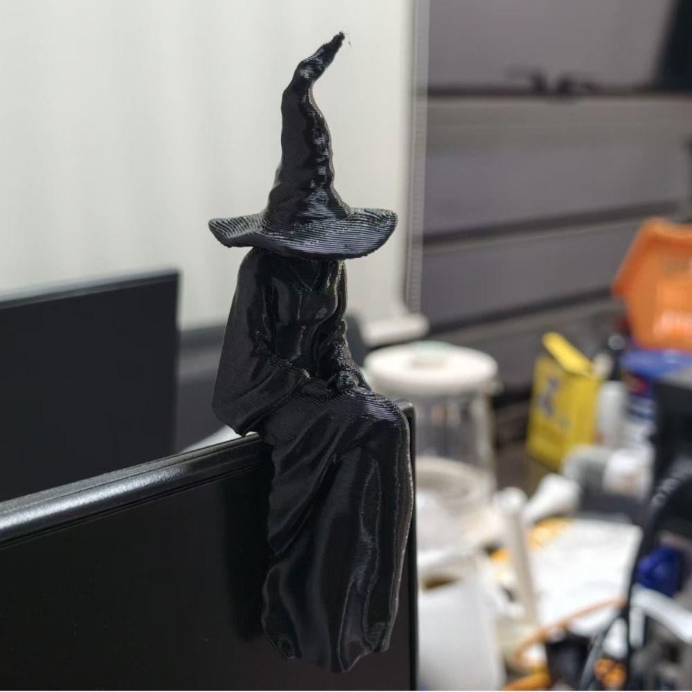 Black Sitting Witch Statue Retro Spooky Bookshelf Ornament Home Decoration
