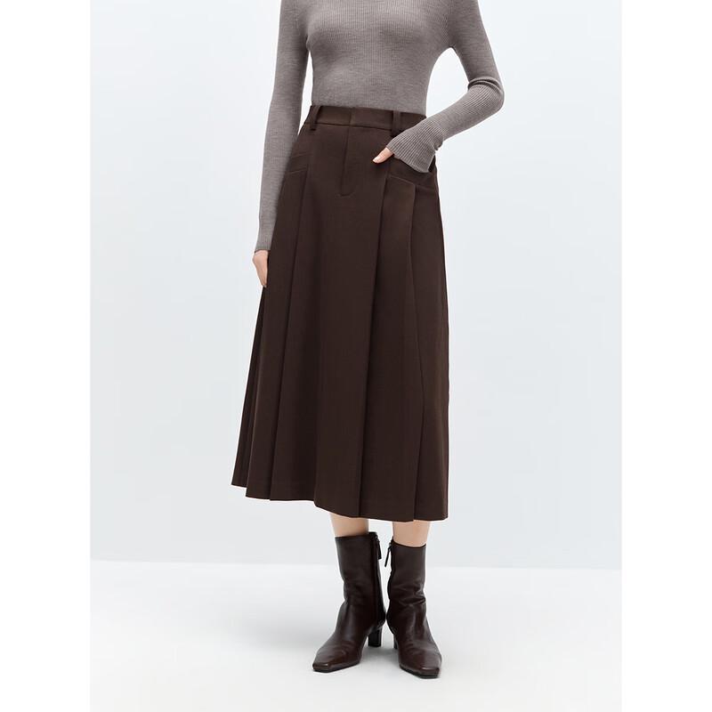 PEACEBIRD Women's Pleated A-Line Midi Skirt