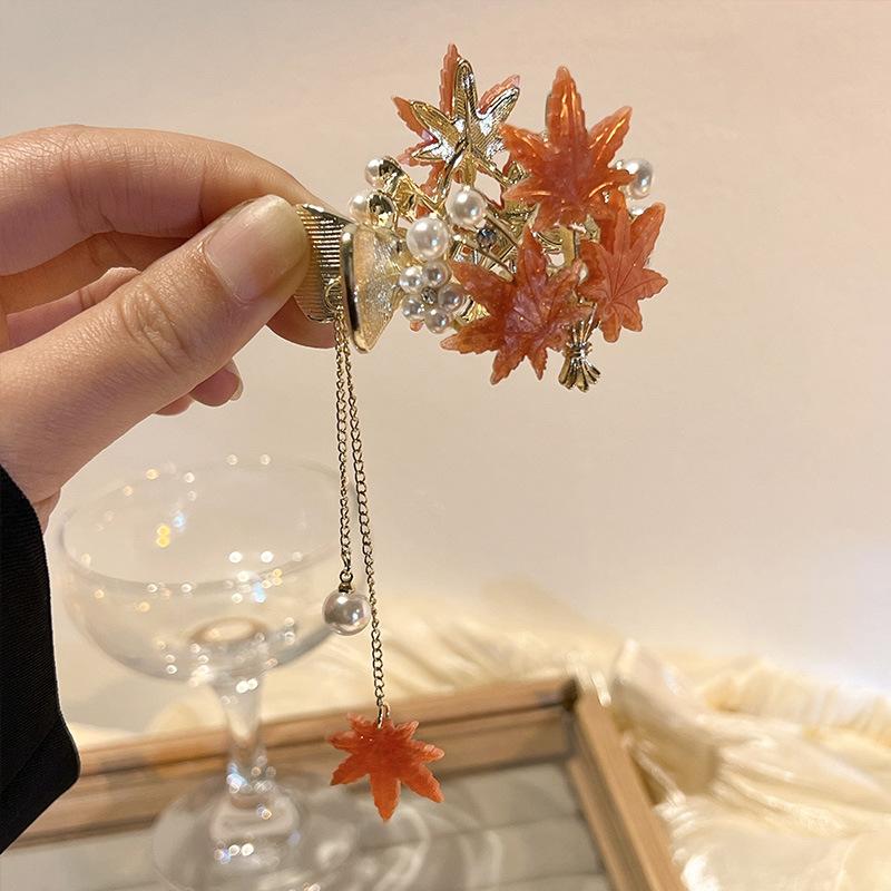 

Заколка для волос с цветочной кисточкой, женская заколка для волос со стразами, металлический коготь для волос, круглый держатель для хвоста, заколка, аксессуары для волос