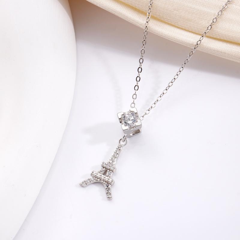 

Ожерелье с Эйфелевой башней, женская мода, легкая роскошь, темперамент, высококачественный нишевый дизайн, полный бриллиантовых украшений