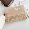 New casual versatile simple solid color warm scarf gentle Japanese and Korean version fashion atmosphere fringed shawl