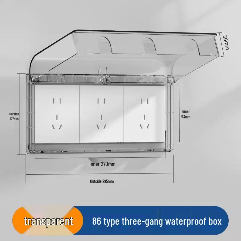 Type 86 Waterproof Self-Adhesive Switch Cover, Splash-Proof Box for Bathroom