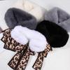 Cold Weather Warmer Neck Warmer Warmer Shawl Leopard Ribbons Plush Faux Fur Collar Scarf