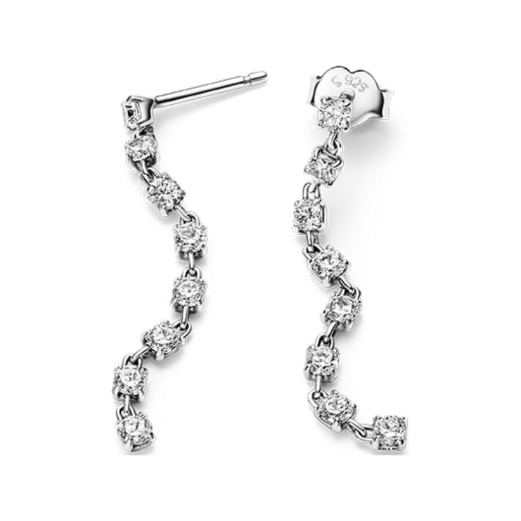 Pandora Solid Color Design Cubic Zirconia Earrings Women earrings Silver 293159C01 Box