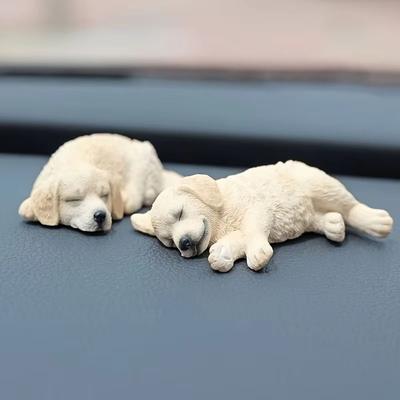 Simulated Dog Toy Figure Home Decor Golden Retriever Model Dog Car Ornaments  Dashboard Tabletop