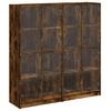 Bookshelf with Doors Smoked Oak 136 X 37 X 142 Cm Engineered Wood