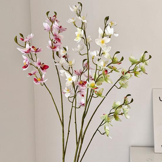 Sztuczny Kwiat Frezji 29.5 Cala Realistyczny Sztuczny Kwiat Storczyka Realistyczny w Dotyku Sztuczne Gałązki Phalaenopsis na Wesele Imprezę Wystrój Domu