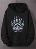 Bear Paw Print with Landscapes Hoodies Sports And Outings Outdoor Clothing Medium Elasticity