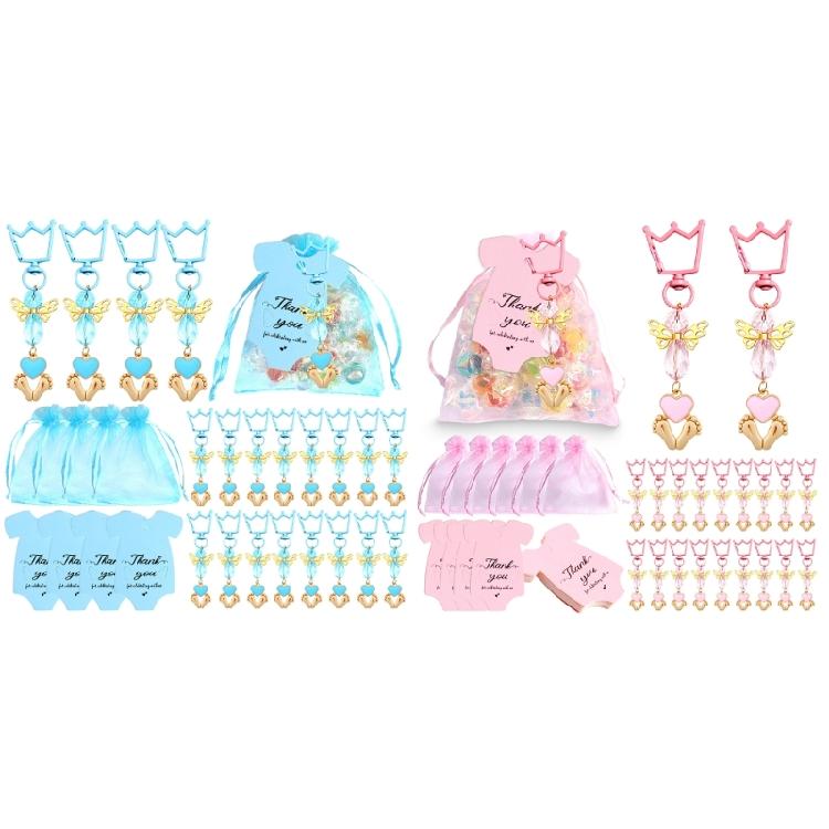 20pcs Handmade Keychains with Organzas Bags for Wedding and Baby Shower Baptism Party Supplies Anniversary Decorations