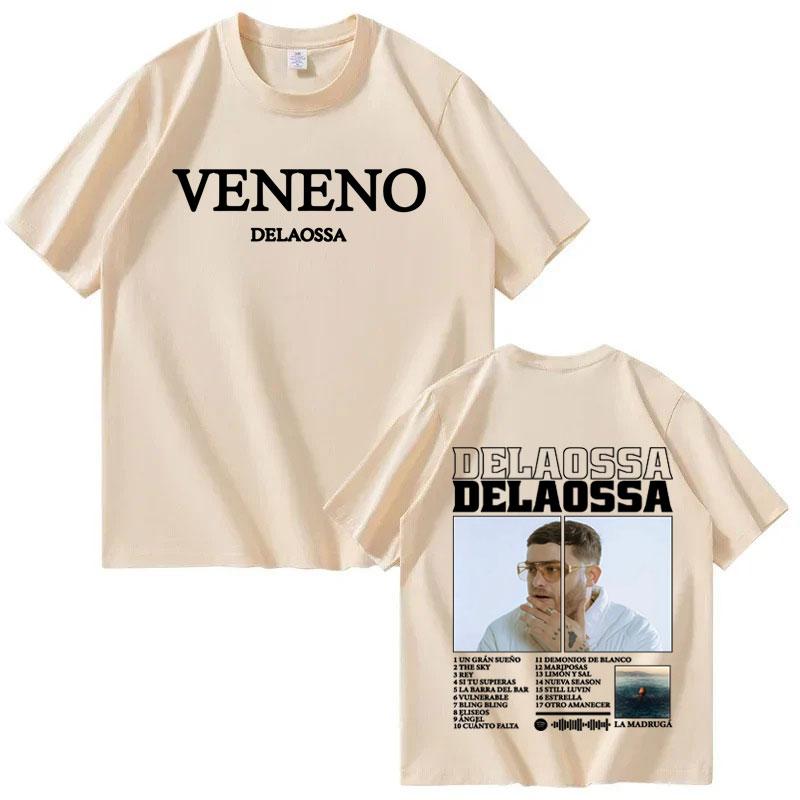 Rapper Delaossa Veneno New Album Print Tshrit Mens Women Clothes Fashion Oversized Tops Harajuku Casual Crewneck Tees Streetwear