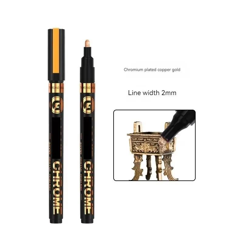 Vloeibare Spiegel Chroom Metallic Markers, Reflecterende Glans, 0,7/1,0/2,0/3,0 mm Kwast Zilver Goud voor Kleuren, Lijnen, DIY Knutselen