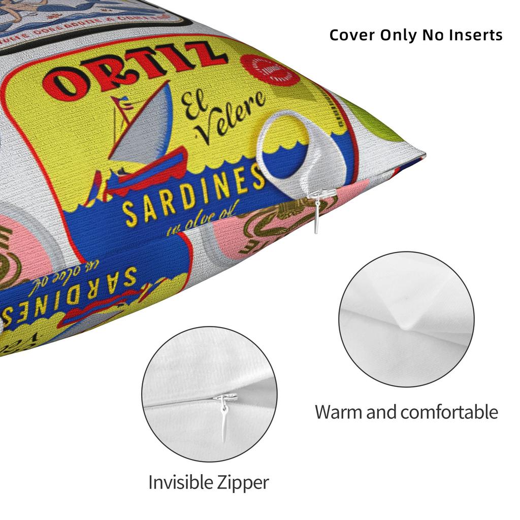 Cuadros Decorations Sardines Nordic Pillow Case Soft Pillow Cover For Living Room Sofa Kawaii Pillowcases