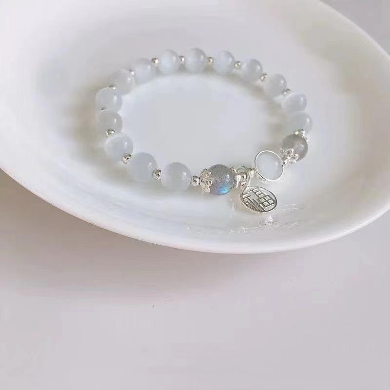 New Women's Mori Style Butterfly Glass Bracelet with Colorful Crackle Beads