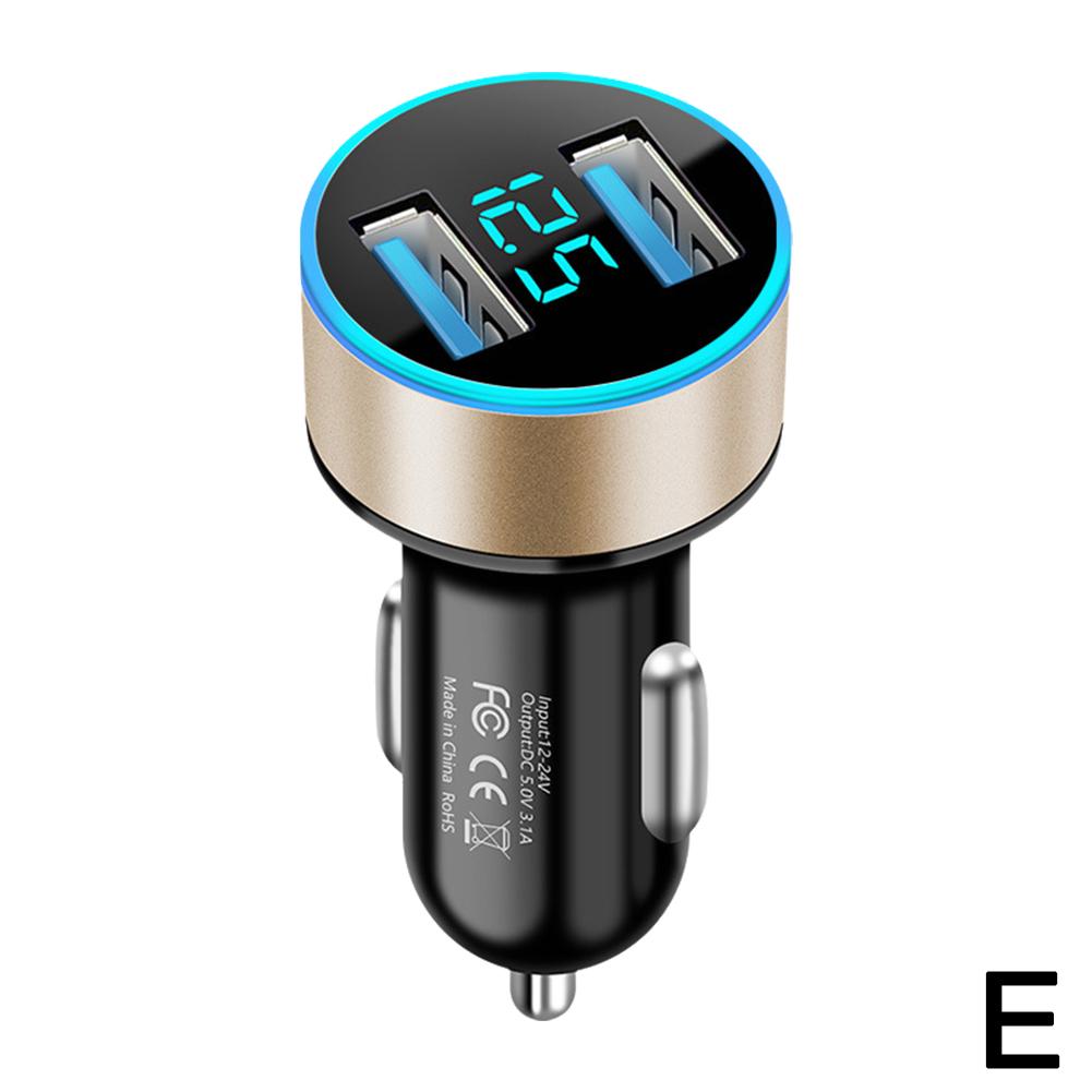 Car Charger Dual USB Super Fast Charging Car Charger Adapter 3.1A Aluminum Alloy Cigarette Lighter Adapter Voltmeter LCD Display