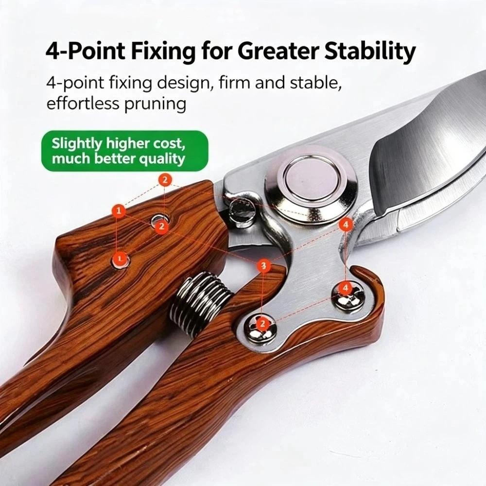 Wood Grain Garden Pruner Ergonomic Hand Pruner Gardening Tools Pruning Shears Thick Branches