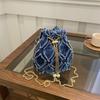 Chain Tassel Denim Crossbody Bag Handbag Cloth Shoulder Bag Elegant Denim Bucket Bag  Wedding