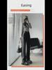 Gradient Black High-Waisted Wide-Leg Jeans for Women - Autumn/Winter Style with Contrasting Colors and Loose, Floor-Length Fit