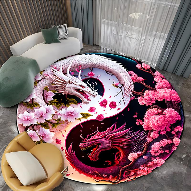 Mysterious Yin-yang Tiger Dragon Rugs Carpet for Living Room Retro Bedroom Large Area Anti-slip Floor Mat Indoor Entry Doormat