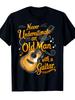 A T-shirt with a Guitar Pattern, Suitable for Both Men and Women - Black, Orange Guitar Design - All